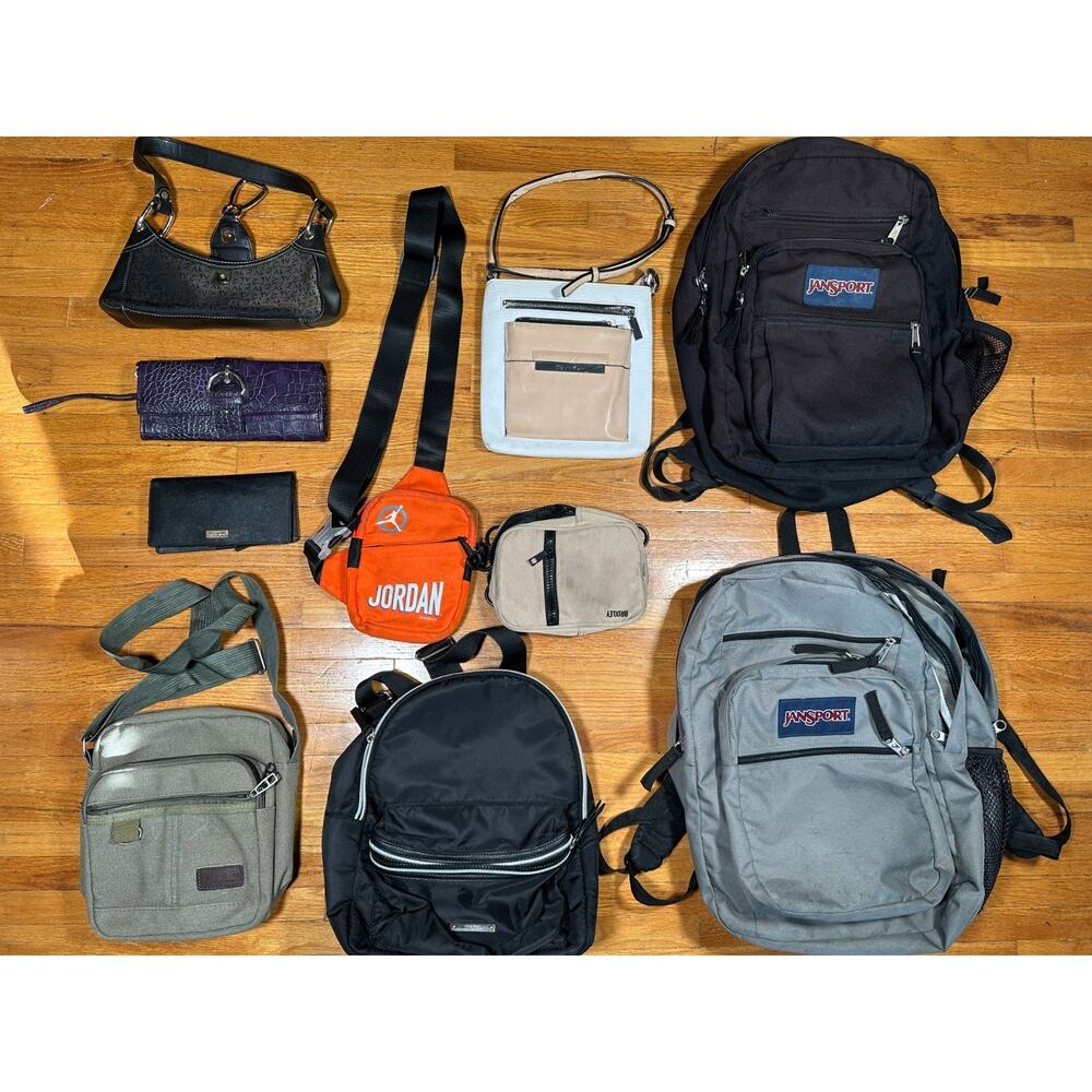 Lot of 10 Bags Backpacks Jansport Jordan Brixley Purse Bundle